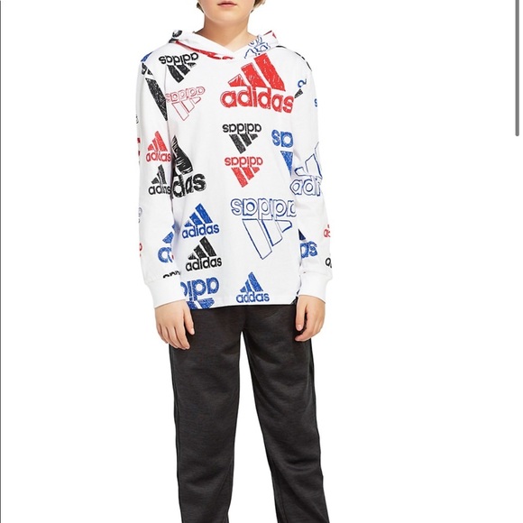 adidas Other - [adidas] Boy’s 💯 Cotton Love Sketch Logo White Hoodie